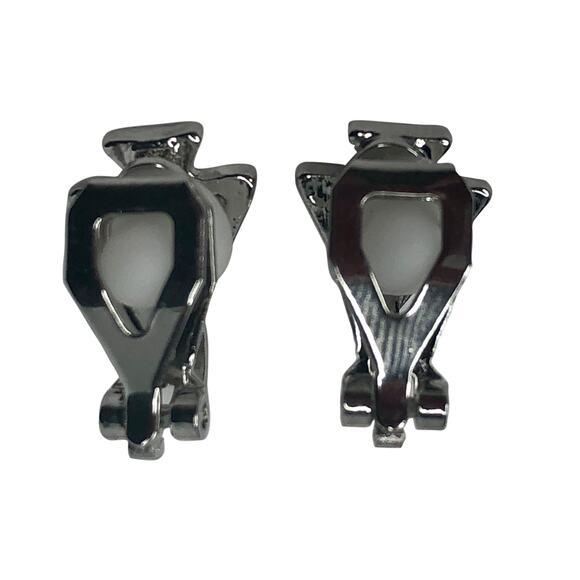 Silver Triangle Clip-On Stud Earrings - Picture 3 of 3